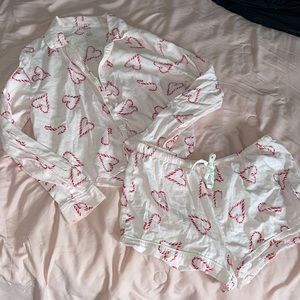 VS Pink CandyCane PJ Set L